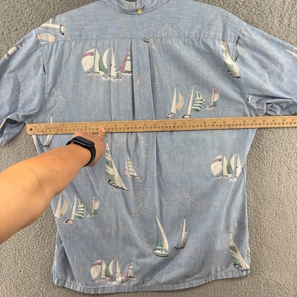 Reyn Spooner Vintage Sailboat Print Button-Up Shirt Men’s M Classic Fit Nautical - Picture 4 of 15